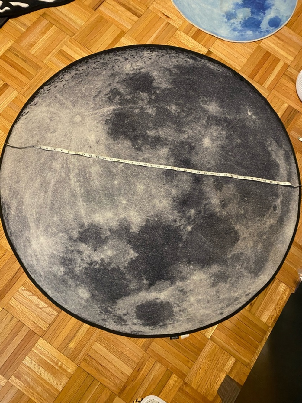Moon Print Round Rug - Gray & Black